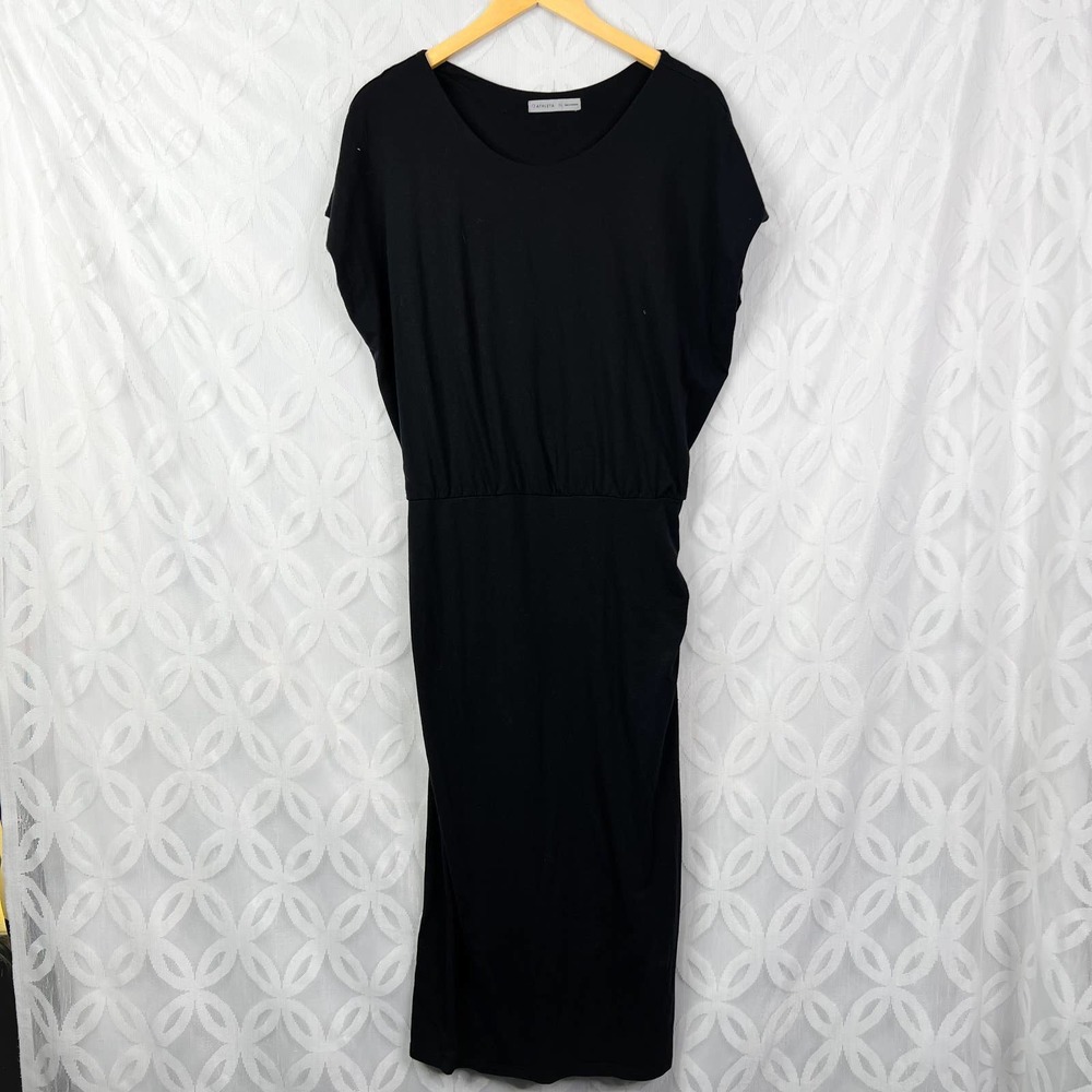 Athleta Black Rouched Midi Dress